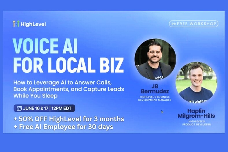 Voice AI for Local Biz Workshop 50% off HighLevel