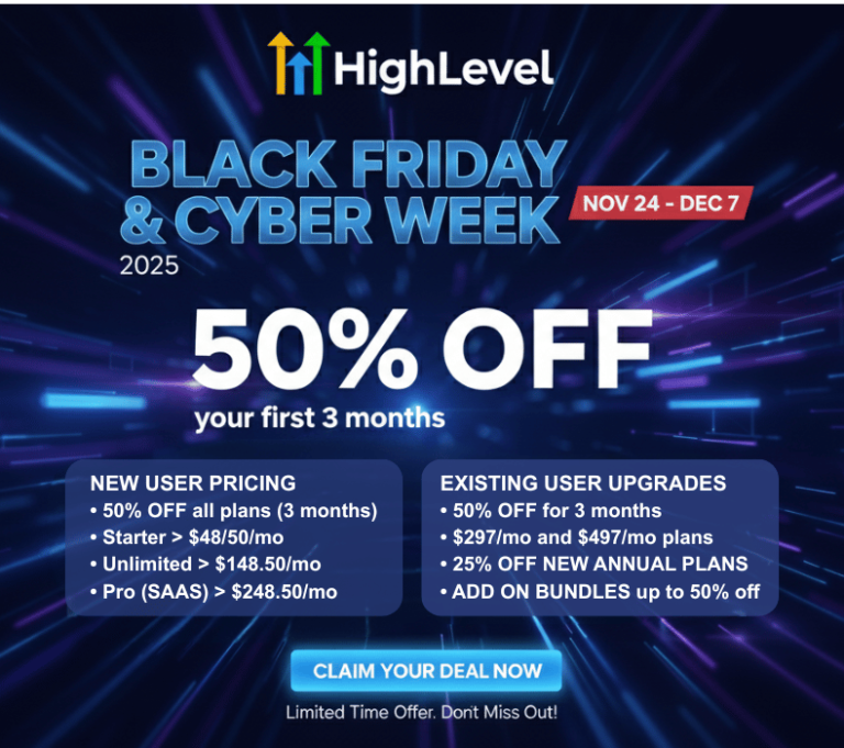 GoHighLevel Black Friday Cyber Monday Deals 2025